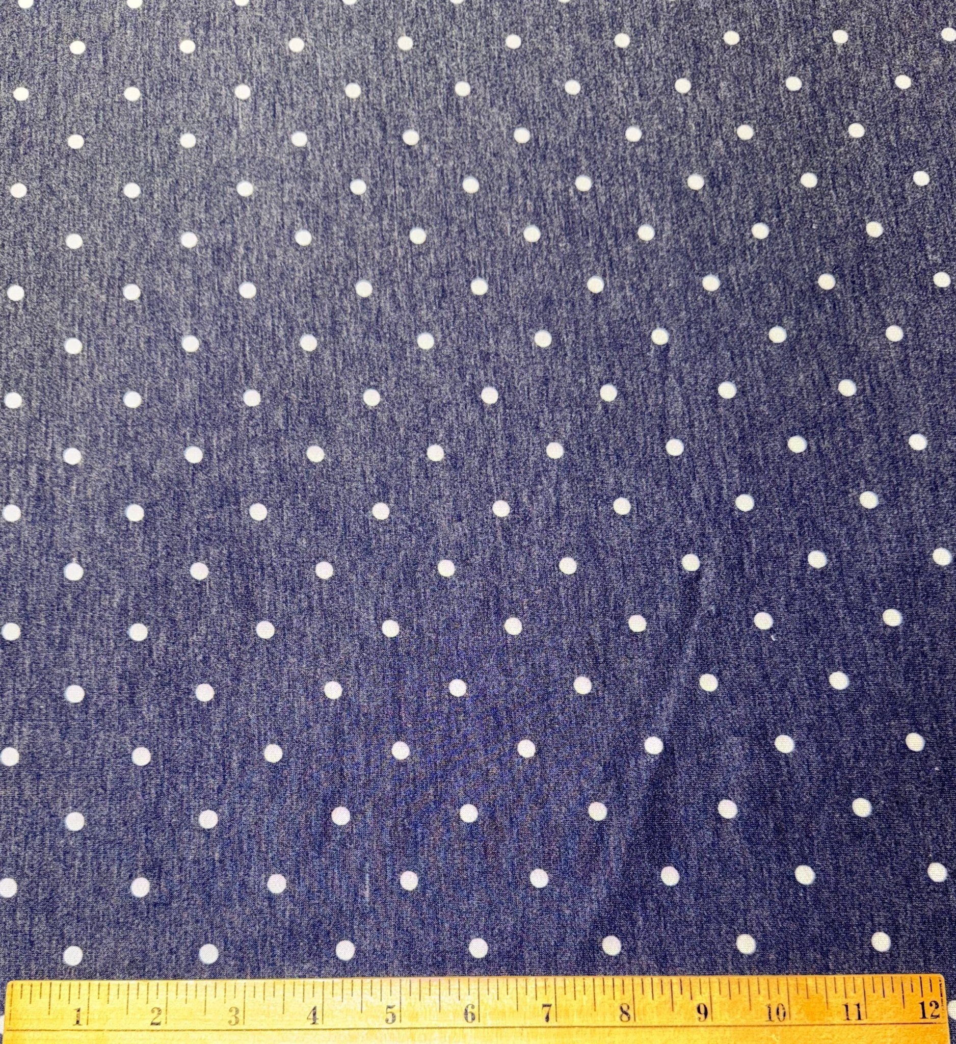 Navy Polka Dots, French Terry Knit Fabric - Boho Fabrics - French Terry Prints, Knit Fabric
