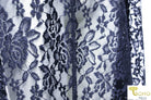 Navy Rosebuds. Stretch Lace. SL-102-BLU. - Boho Fabrics