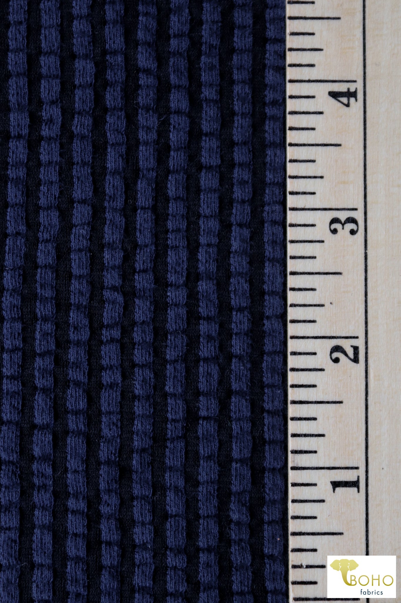Navy Seersucker Knit - Boho Fabrics