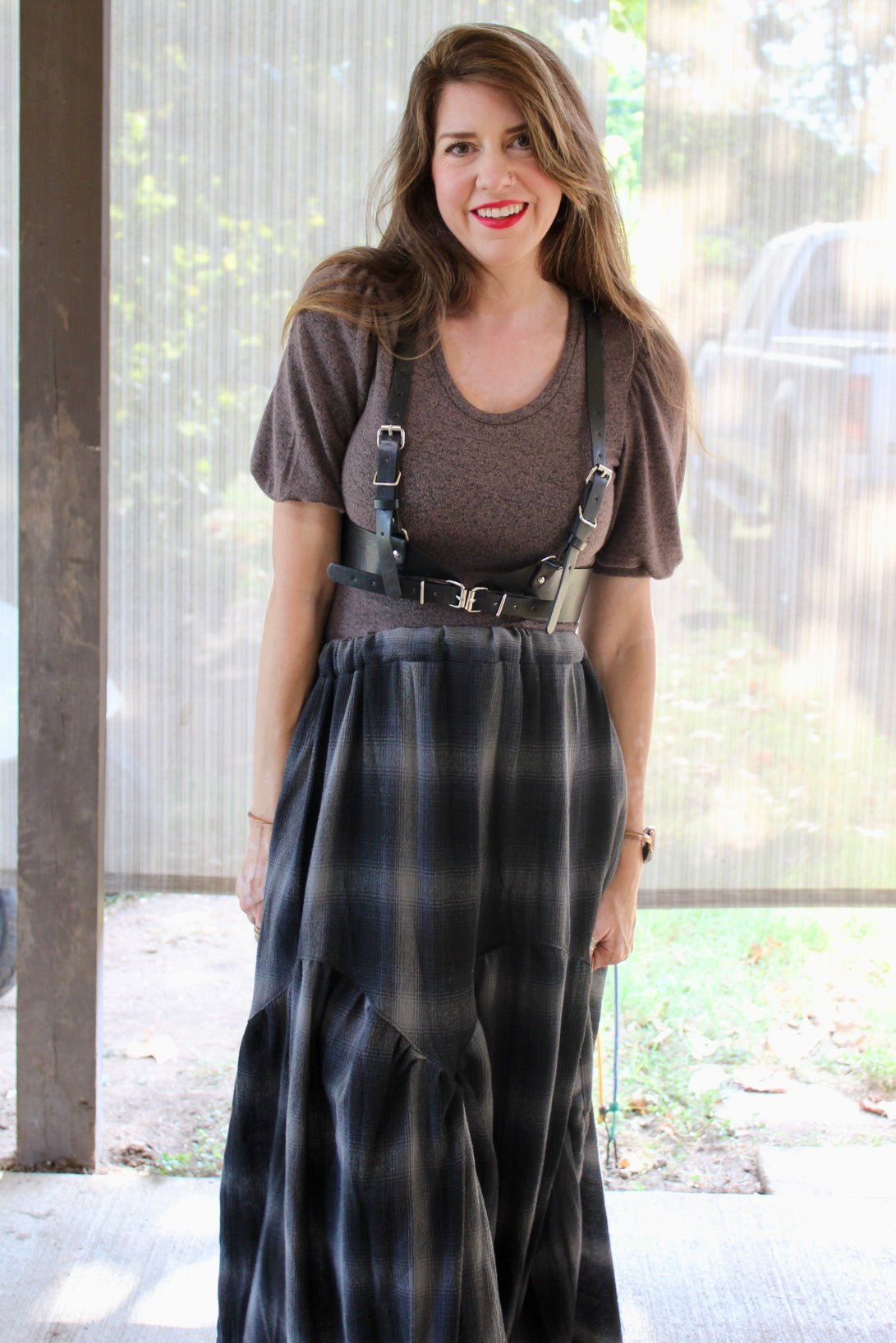 Navy Shadow Plaid, Gauze Woven Fabric - Boho Fabrics - Gauze, Woven