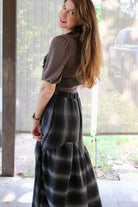 Navy Shadow Plaid, Gauze Woven Fabric - Boho Fabrics - Gauze, Woven