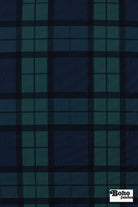 Navy & Teal Tartan Canvas Woven Fabric - Boho Fabrics - Canvas Fabric