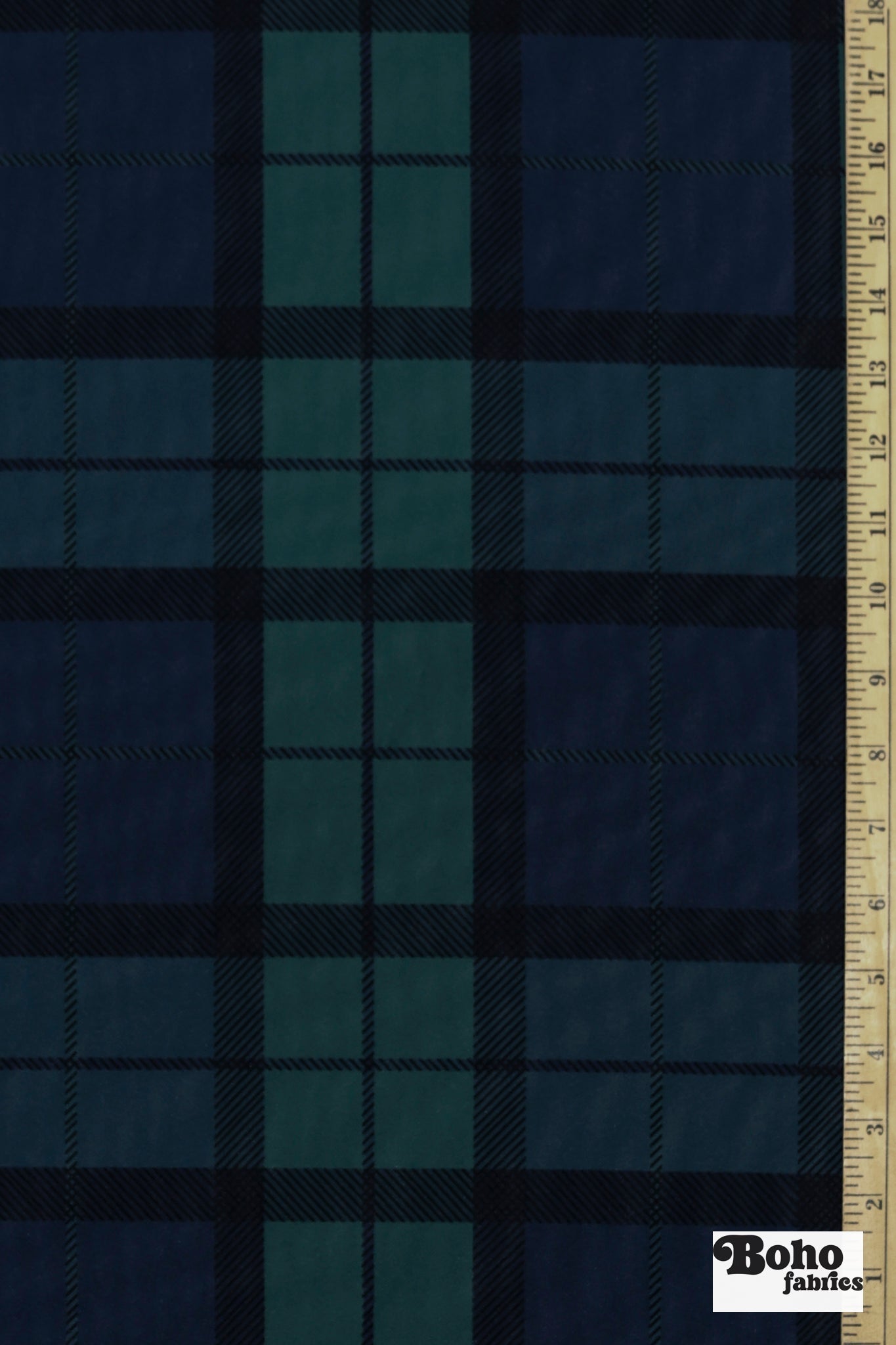 Navy & Teal Tartan Canvas Woven Fabric - Boho Fabrics - Canvas Fabric