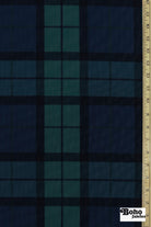 Navy & Teal Tartan Canvas Woven Fabric - Boho Fabrics - Canvas Fabric