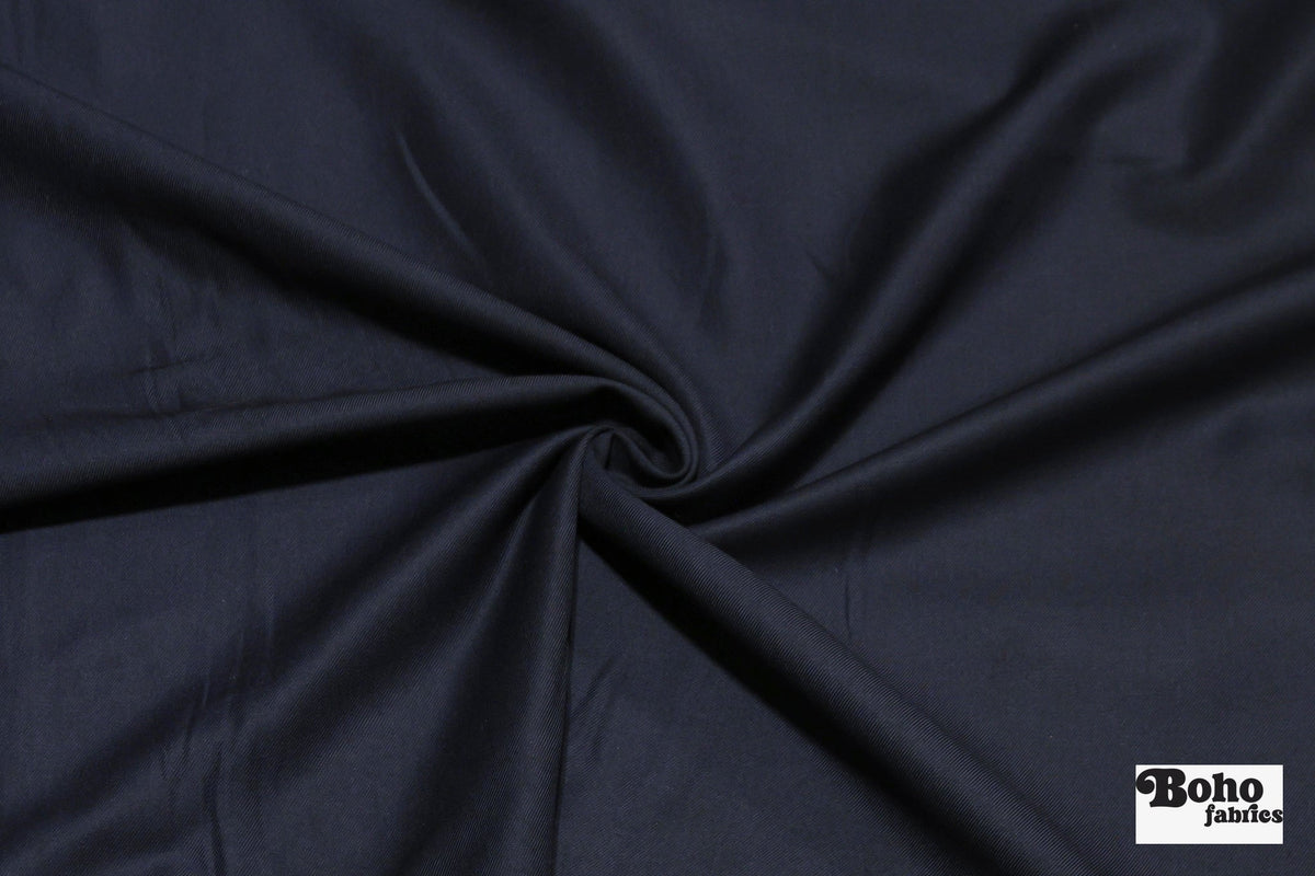 Navy, Twill Wool Suiting Woven Fabric - Boho Fabrics - Woven, Fabric