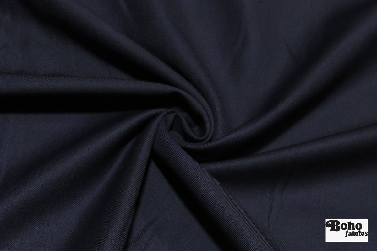 Navy, Twill Wool Suiting Woven Fabric - Boho Fabrics - Woven, Fabric