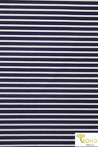 Navy & White 1/4 " Stripes. Swim/Athletic Nylon Spandex Fabric - Boho Fabrics