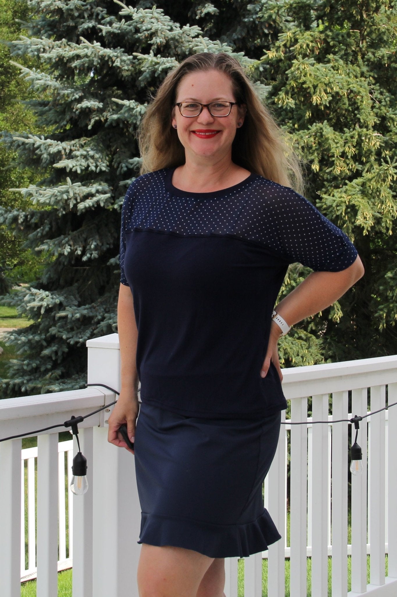 Navy & White Polka Dots, Stretch Mesh Printed Fabric. - Boho Fabrics - Stretch Mesh