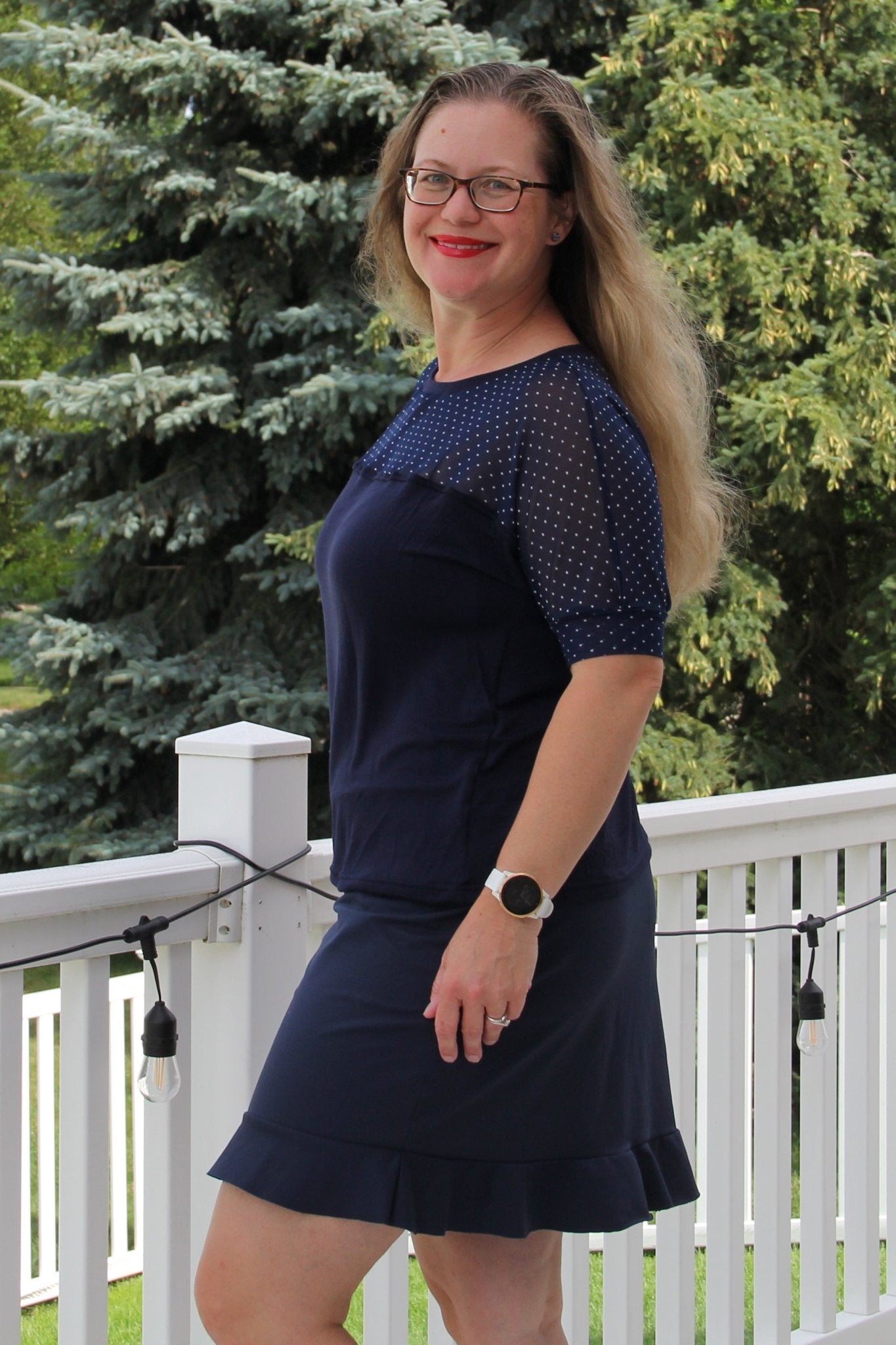 Navy & White Polka Dots, Stretch Mesh Printed Fabric. - Boho Fabrics - Stretch Mesh