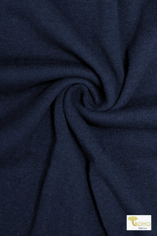 PRE-ORDER:  1x1 Rib Knit, Sapphire Navy Cotton Rib.  SOLD BY THE HALF YARD!