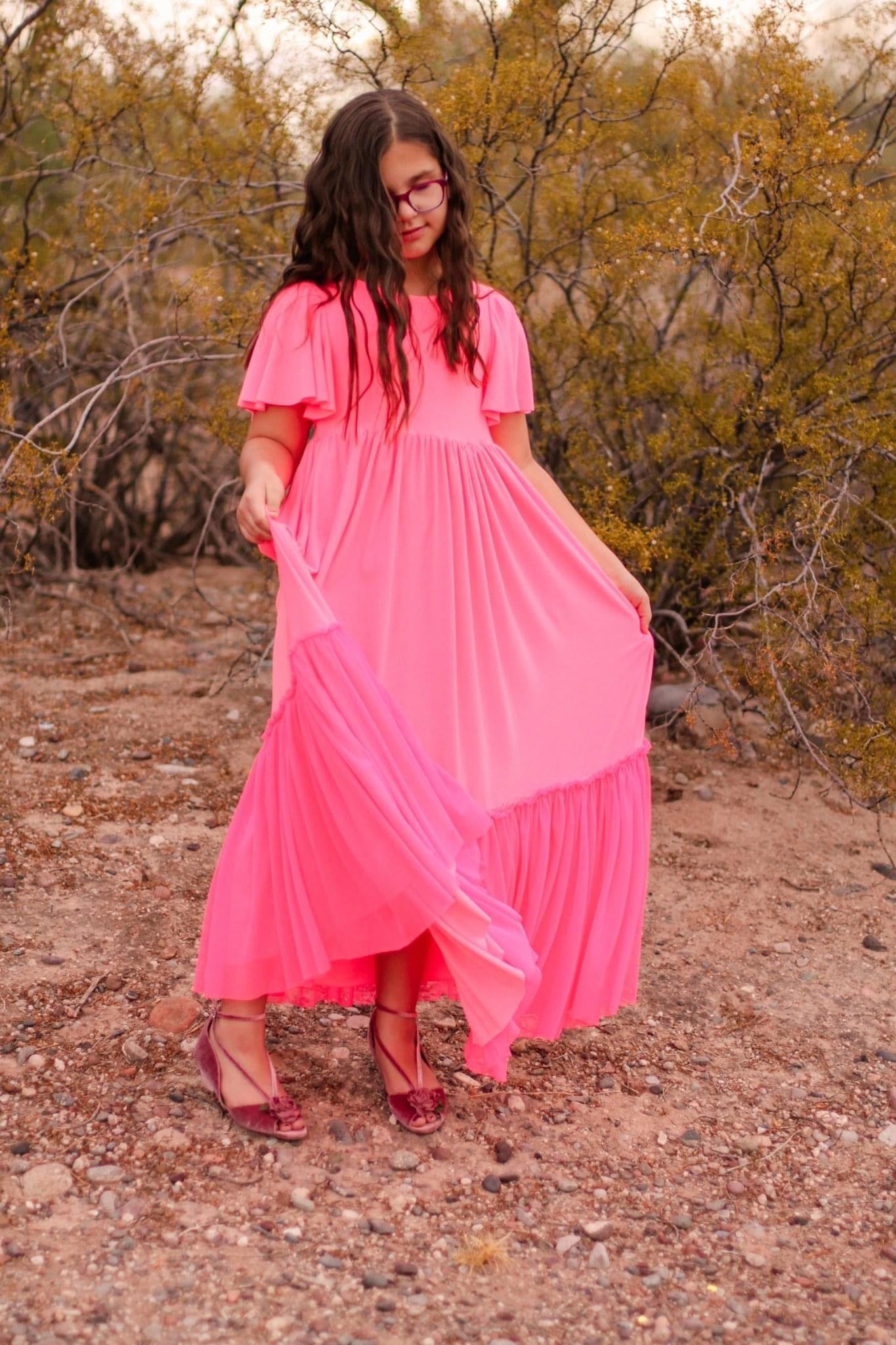 Neon Coral Brushed Poly, Solid - Boho Fabrics