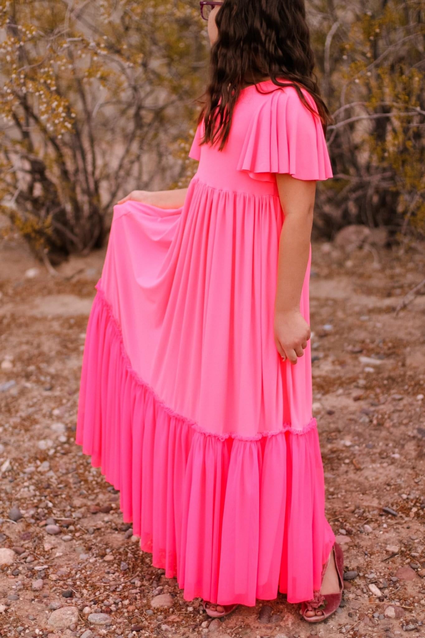 Neon Coral Brushed Poly, Solid - Boho Fabrics