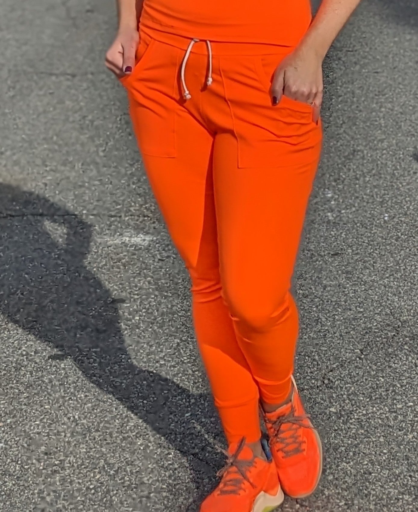 Neon Orange, Brushed Athletic Knit - Boho Fabrics