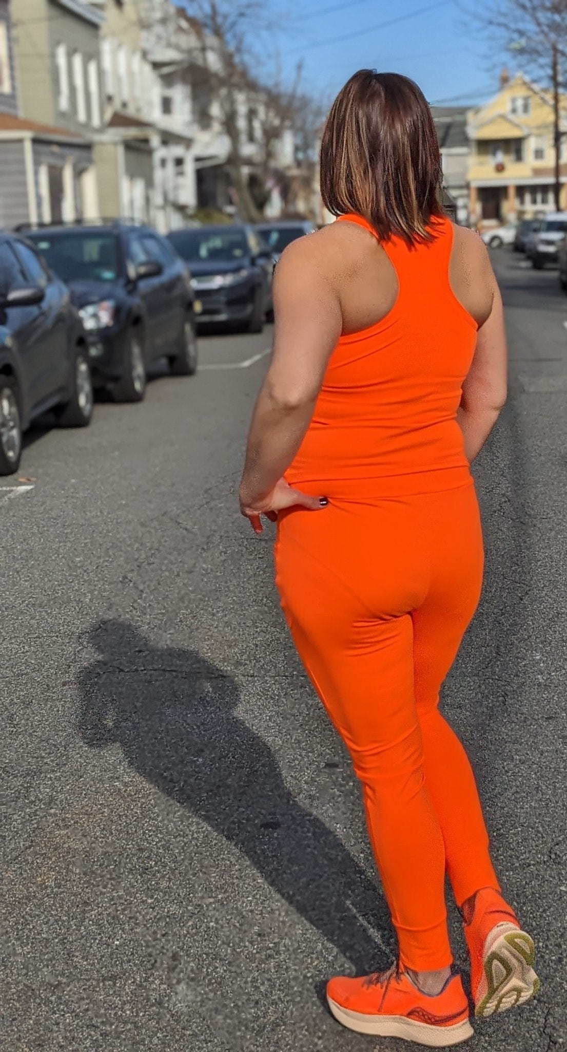 Neon Orange, Brushed Athletic Knit - Boho Fabrics