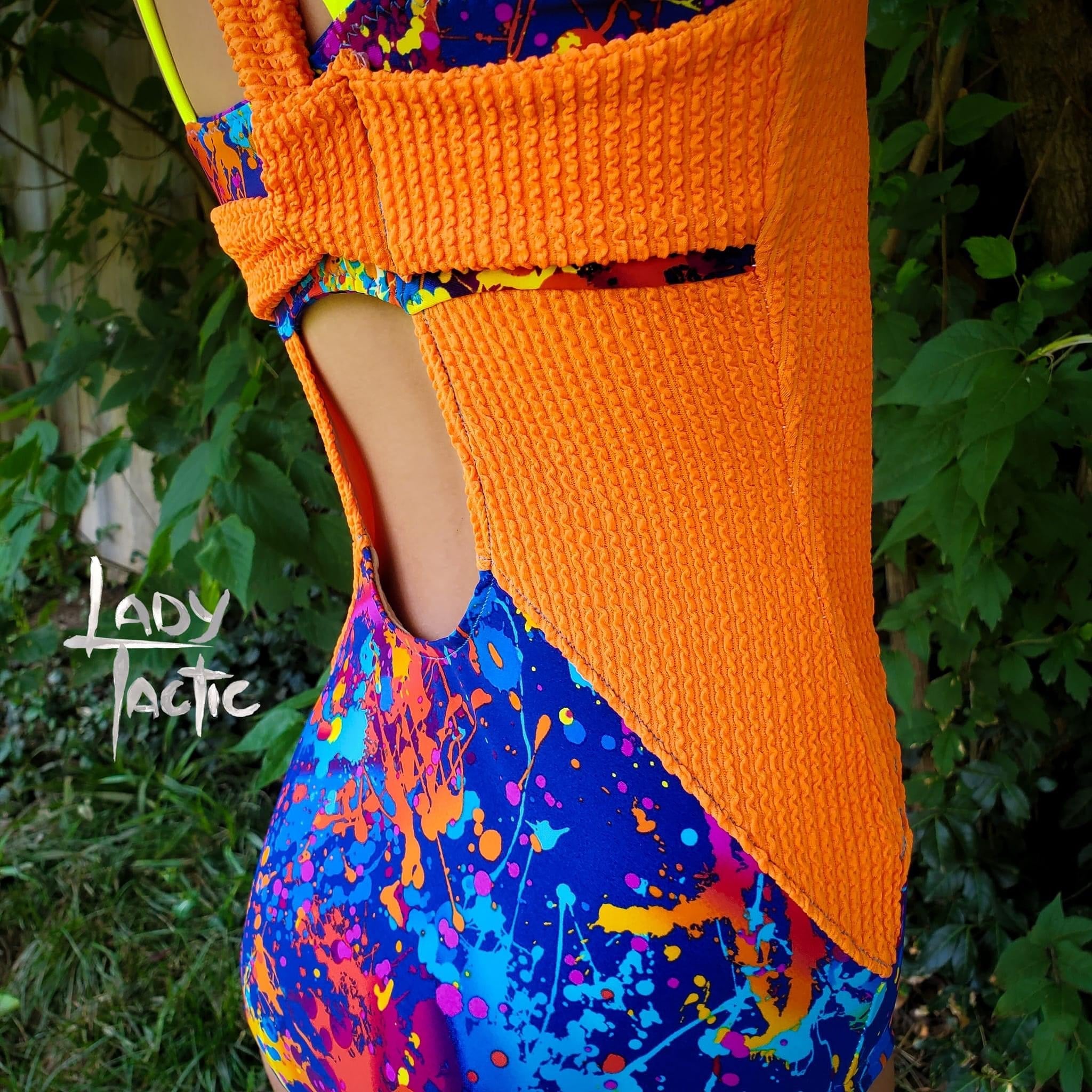 Neon Orange Crinkle, Swim Knit Fabric - Boho Fabrics - Swim Knit, Solid Fabric
