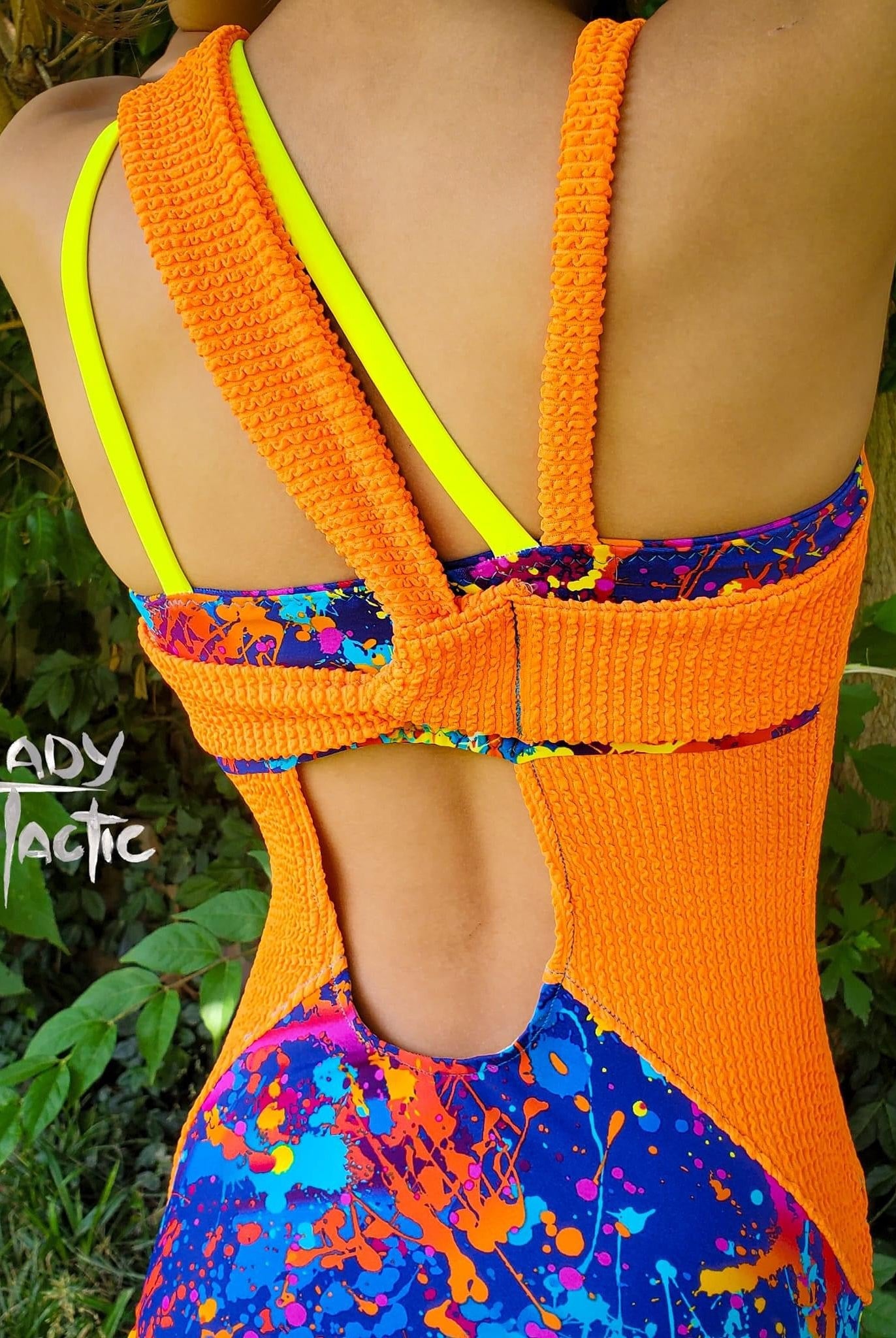 Neon Orange Crinkle, Swim Knit Fabric - Boho Fabrics - Swim Knit, Solid Fabric