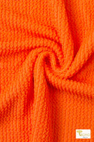 Neon Orange Crinkle, Swim Knit Fabric - Boho Fabrics