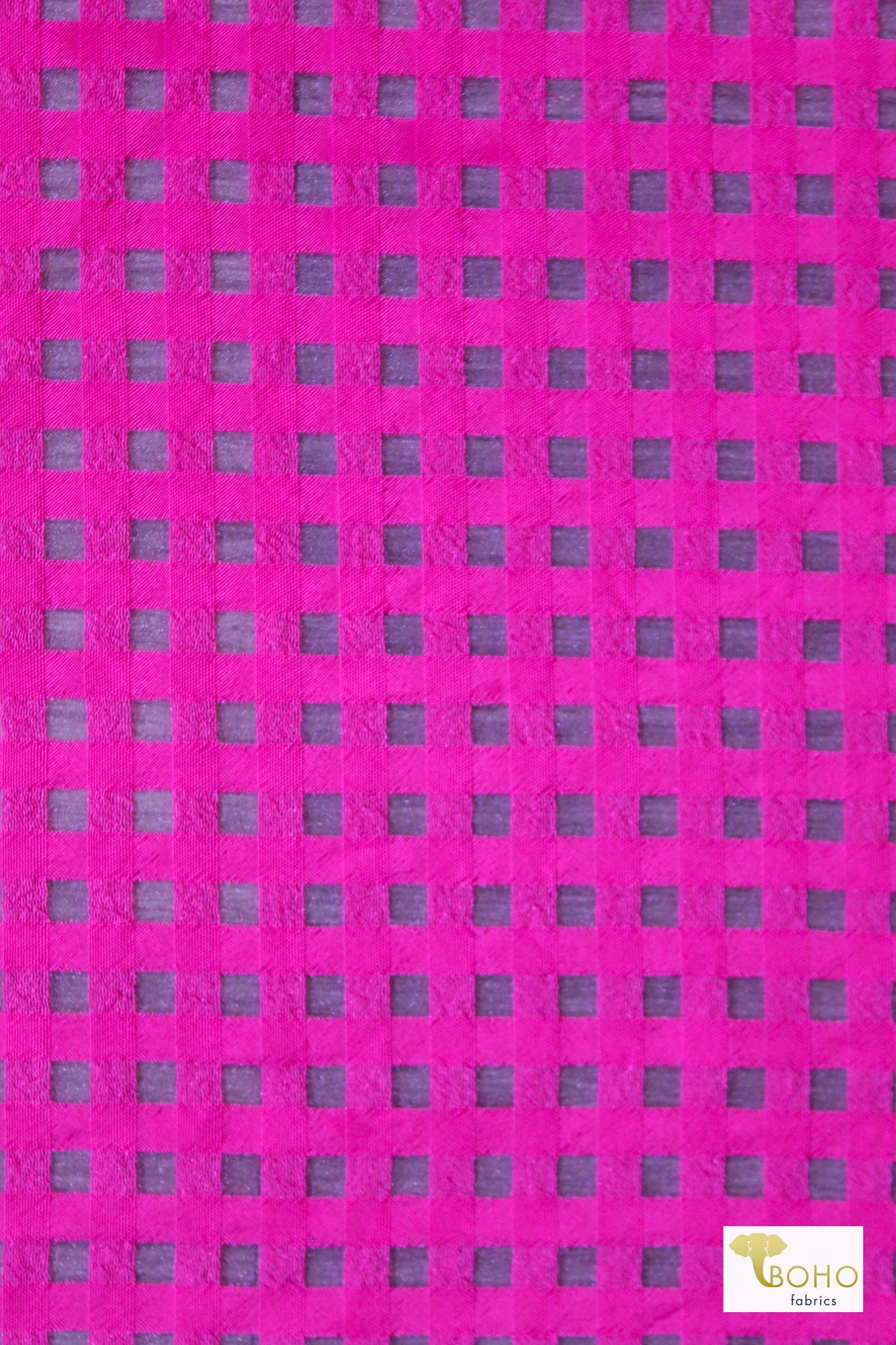 Neon Pink Gingham Woven - Boho Fabrics