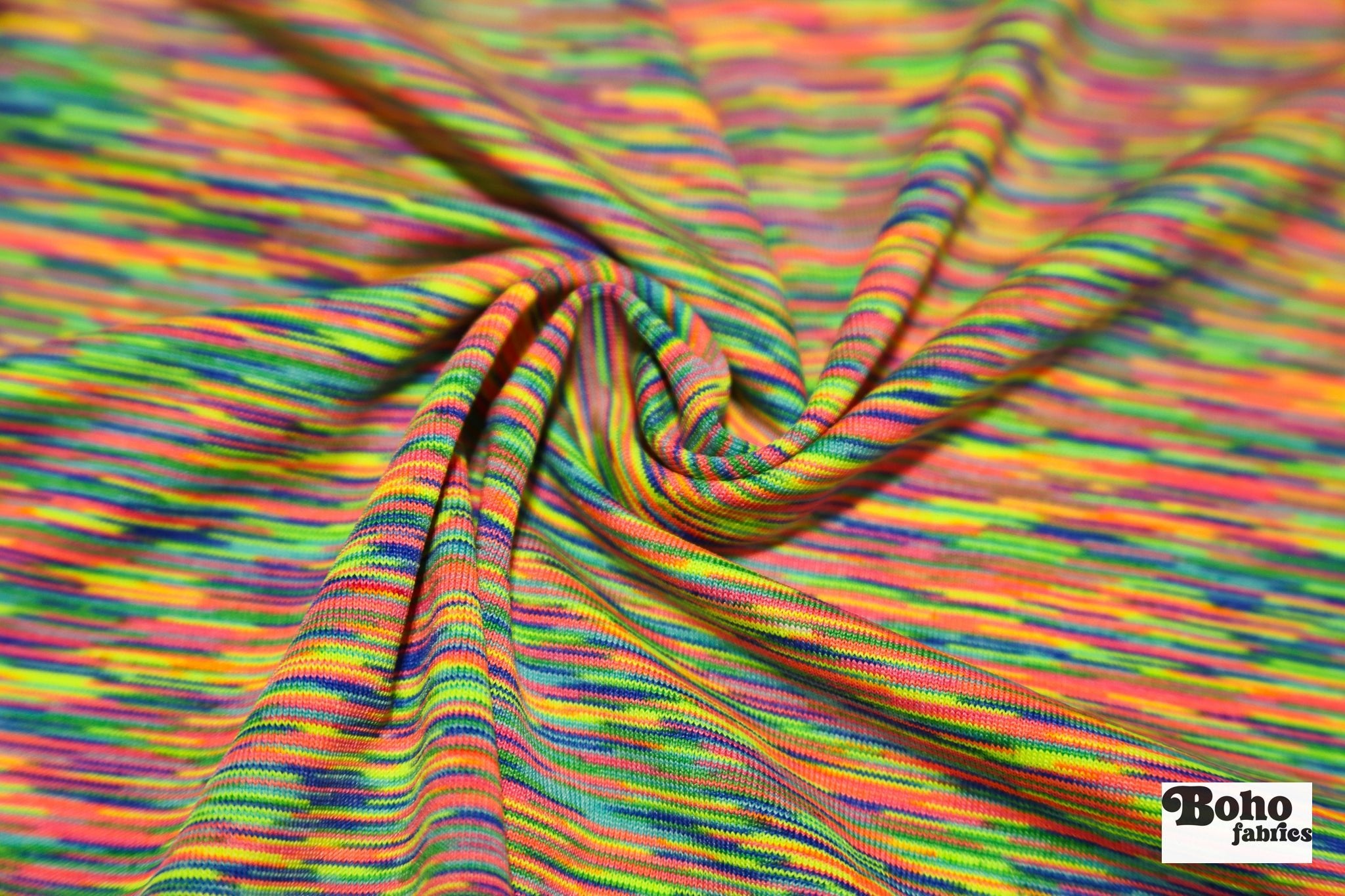 Neon Rainbow, Striated Athletic Knit Fabric - Boho Fabrics - Athletic Knit Fabric