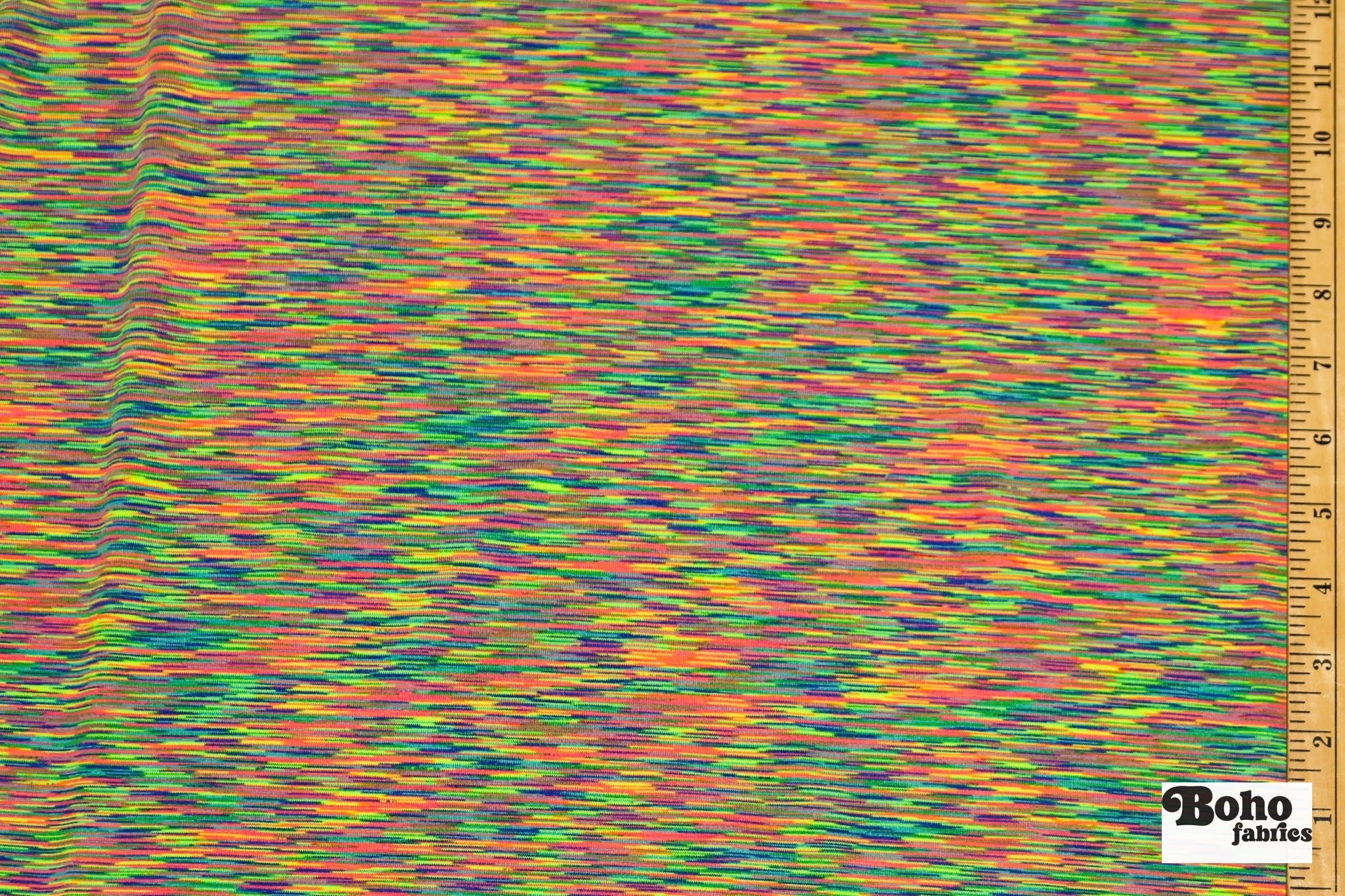 Neon Rainbow, Striated Athletic Knit Fabric - Boho Fabrics - Athletic Knit Fabric