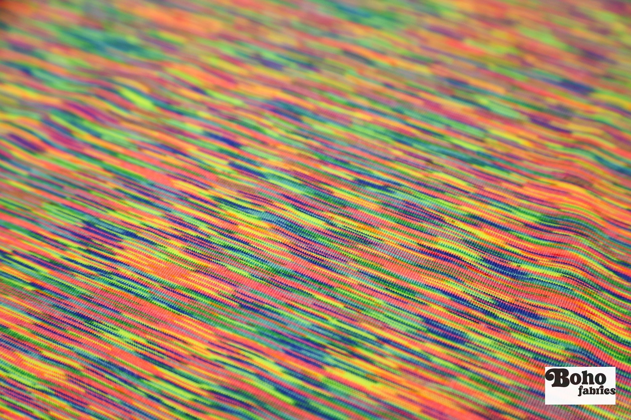 Neon Rainbow, Striated Athletic Knit Fabric - Boho Fabrics - Athletic Knit Fabric