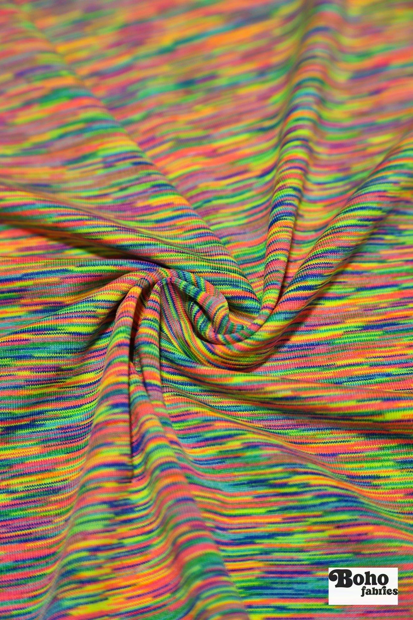 Neon Rainbow, Striated Athletic Knit Fabric - Boho Fabrics - Athletic Knit Fabric