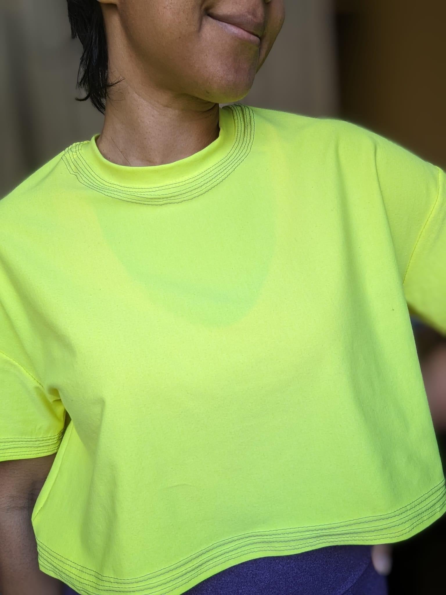 Neon Yellow, Cotton Spandex Knit - Boho Fabrics