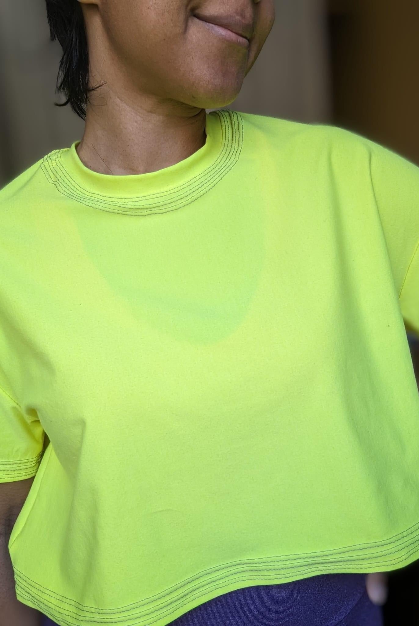 Neon Yellow, Cotton Spandex Knit - Boho Fabrics