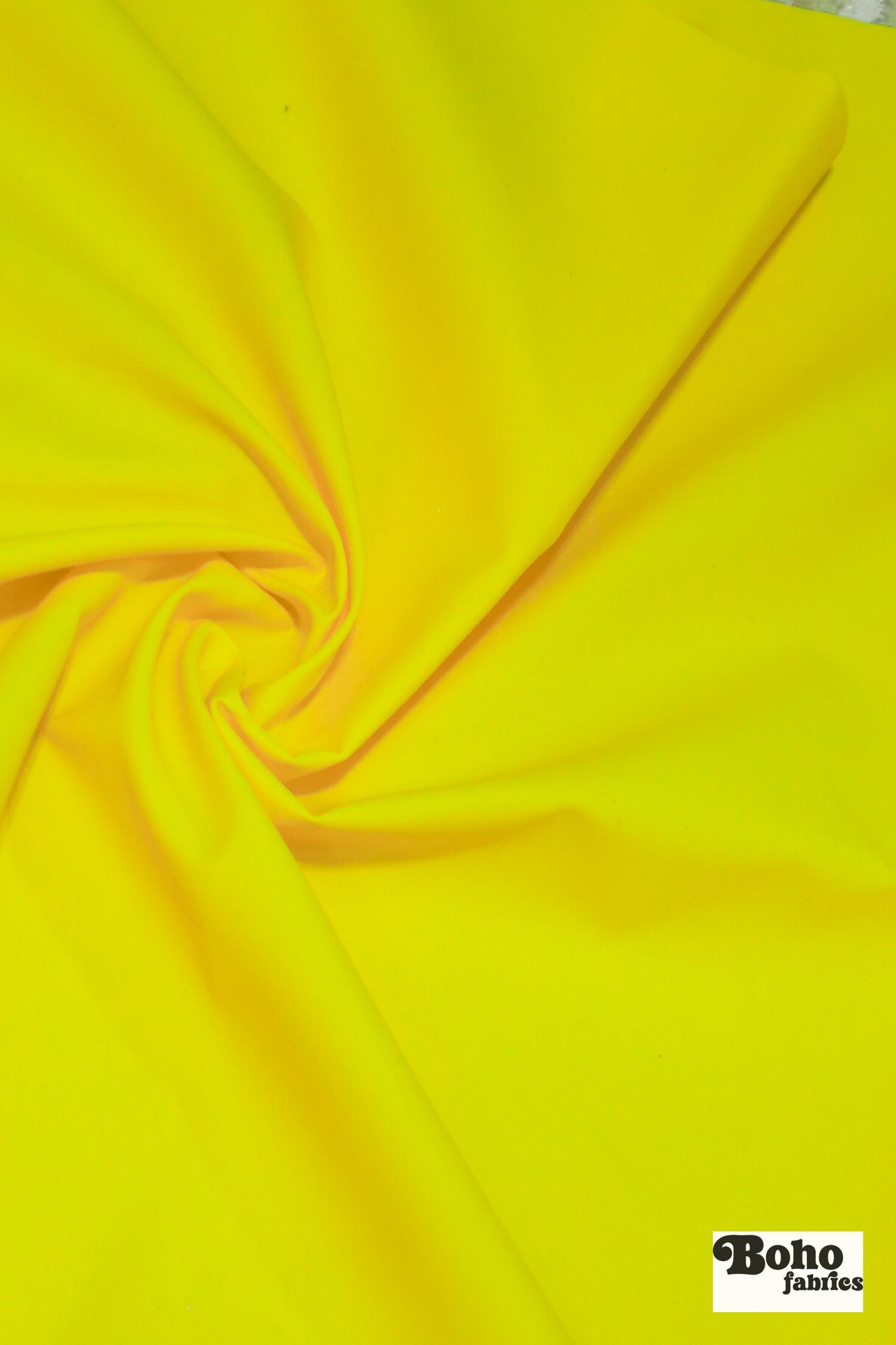Neon Yellow Lightweight Cordura Nylon Fabric — Water - Resistant Designer Deadstock - Boho Fabrics - Performance Fabric, Woven