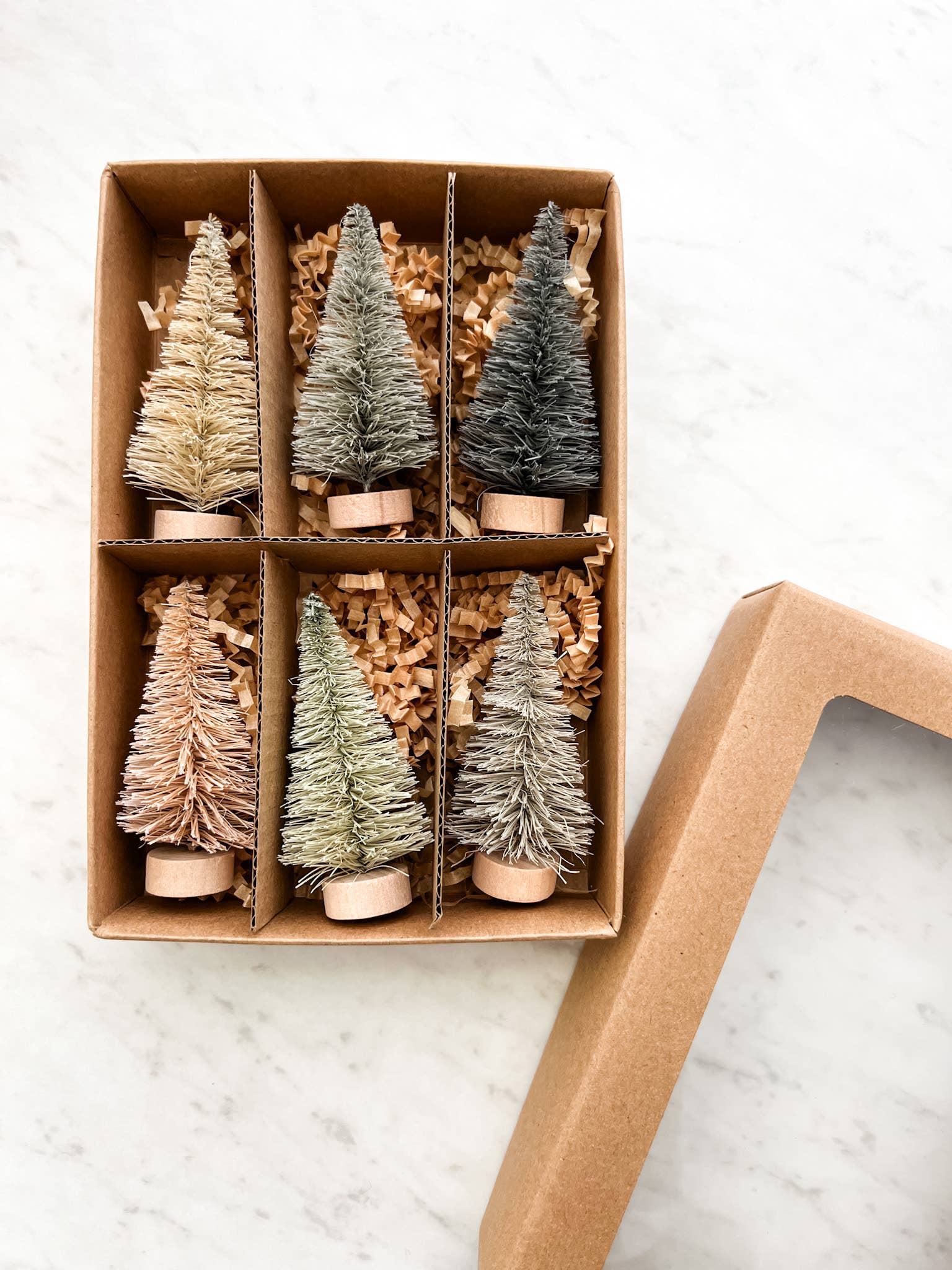 Neutral Bottle Brush Trees - Set of 6 - Boho Fabrics - 