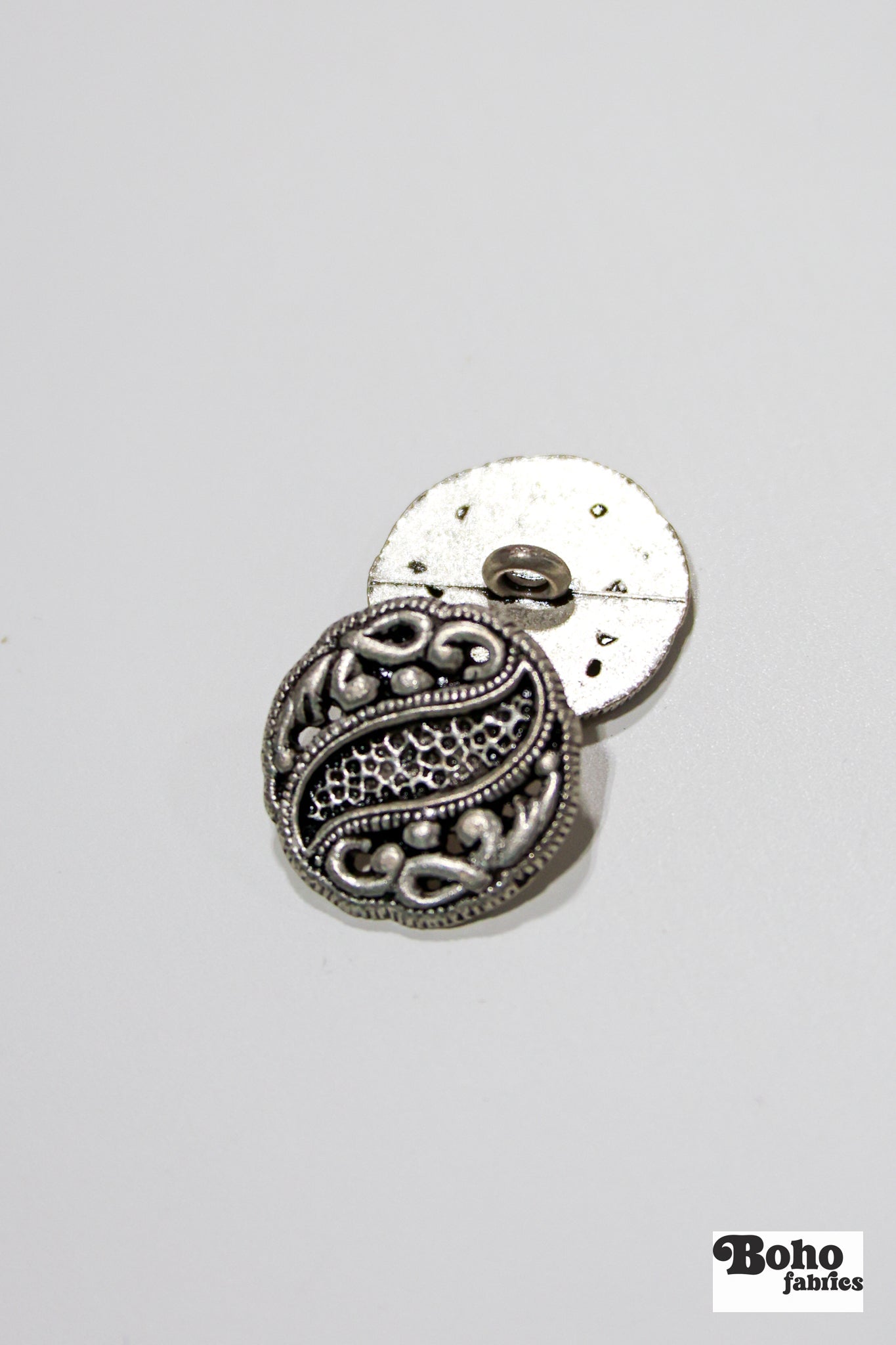 Nordic Pewter Metal Shank Buttons. 24L (15mm / 5/8"), 32L (20mm / 13/16") - Boho Fabrics - Buttons & Snaps