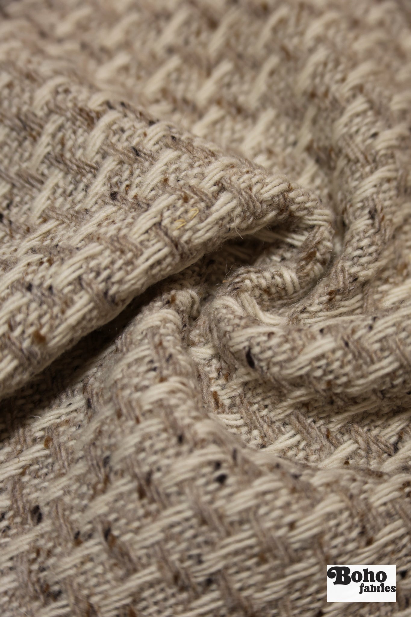 Oatmeal Basketweave Wool Coating Woven Fabric - Boho Fabrics - Wool Coating, Woven