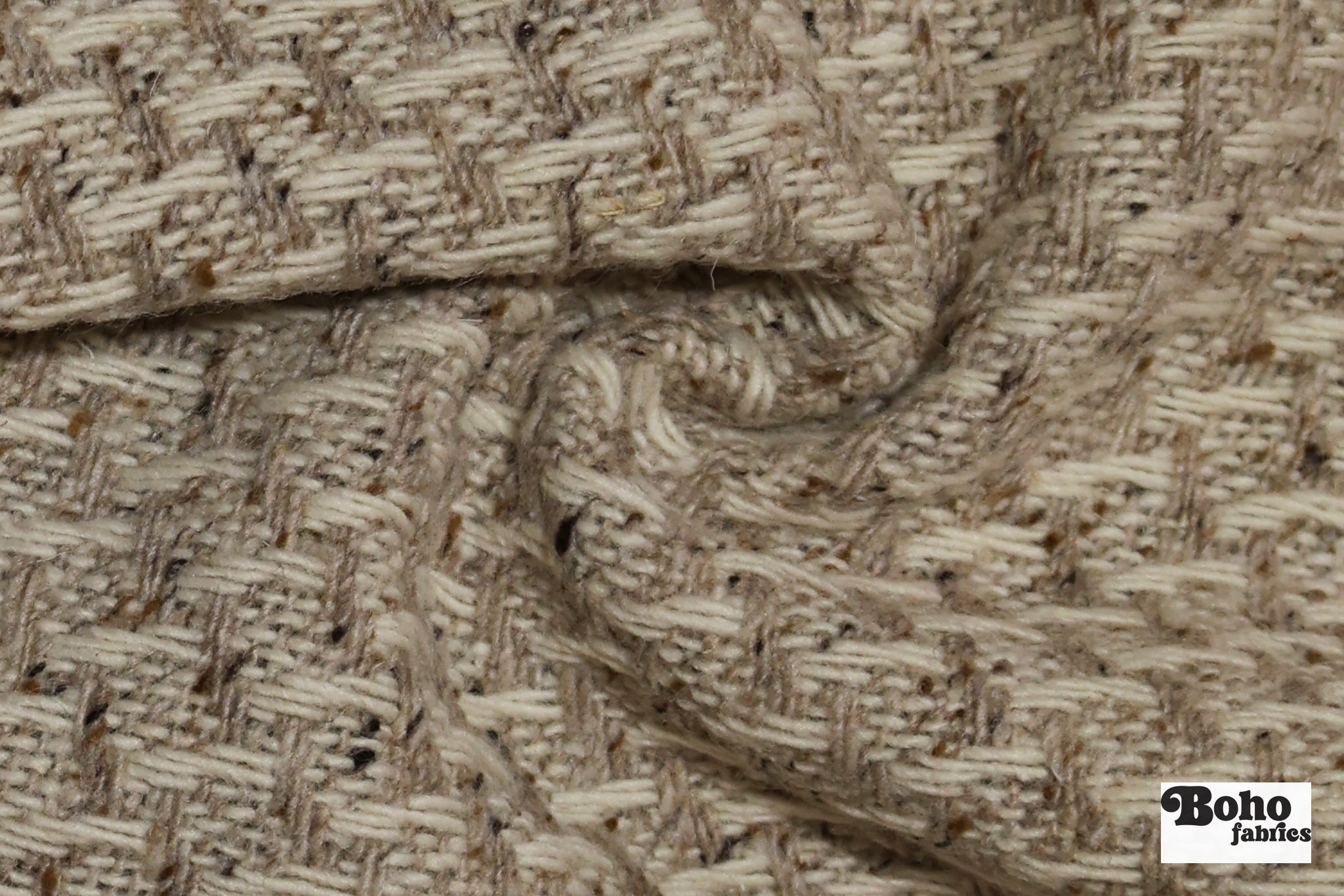 Oatmeal Basketweave Wool Coating Woven Fabric - Boho Fabrics - Wool Coating, Woven