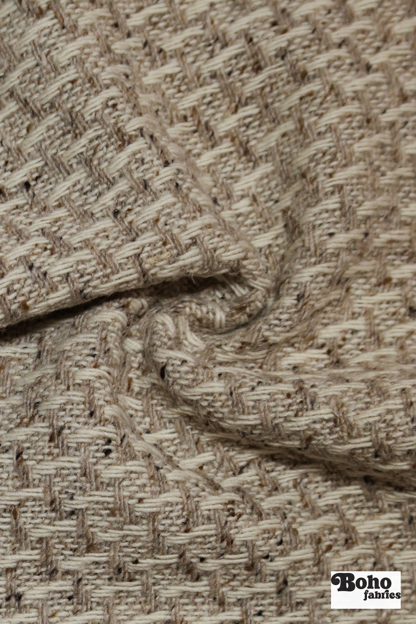 Oatmeal Basketweave Wool Coating Woven Fabric - Boho Fabrics - Wool Coating, Woven