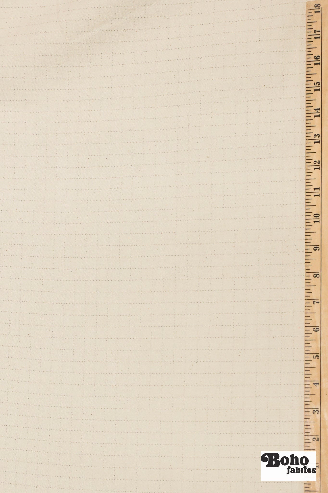 Off White, Grid Print Cotton Twill, Woven Fabric - Boho Fabrics - Twill, Woven