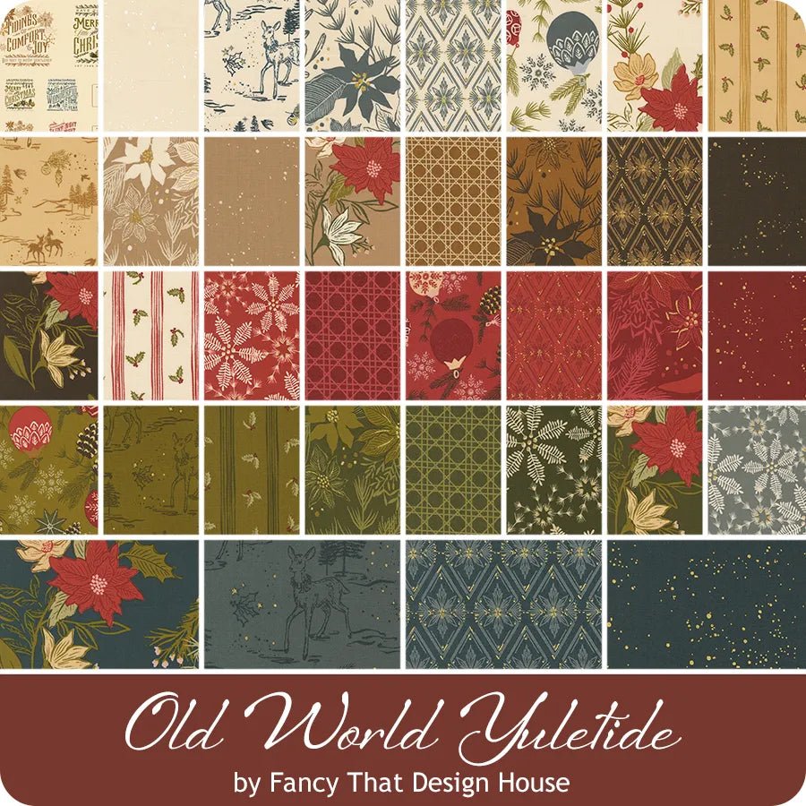 Old World Yuletide. Fat Eigth's Bundle by Fancy That House Design. 100% Cotton Fabric - Boho Fabrics - Quilting Cotton, Woven
