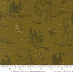 Old World Yuletide Pickle Metallic by Moda - Metallic Cotton Fabric - 45622 21M - Boho Fabrics - Quilting Cotton, Woven