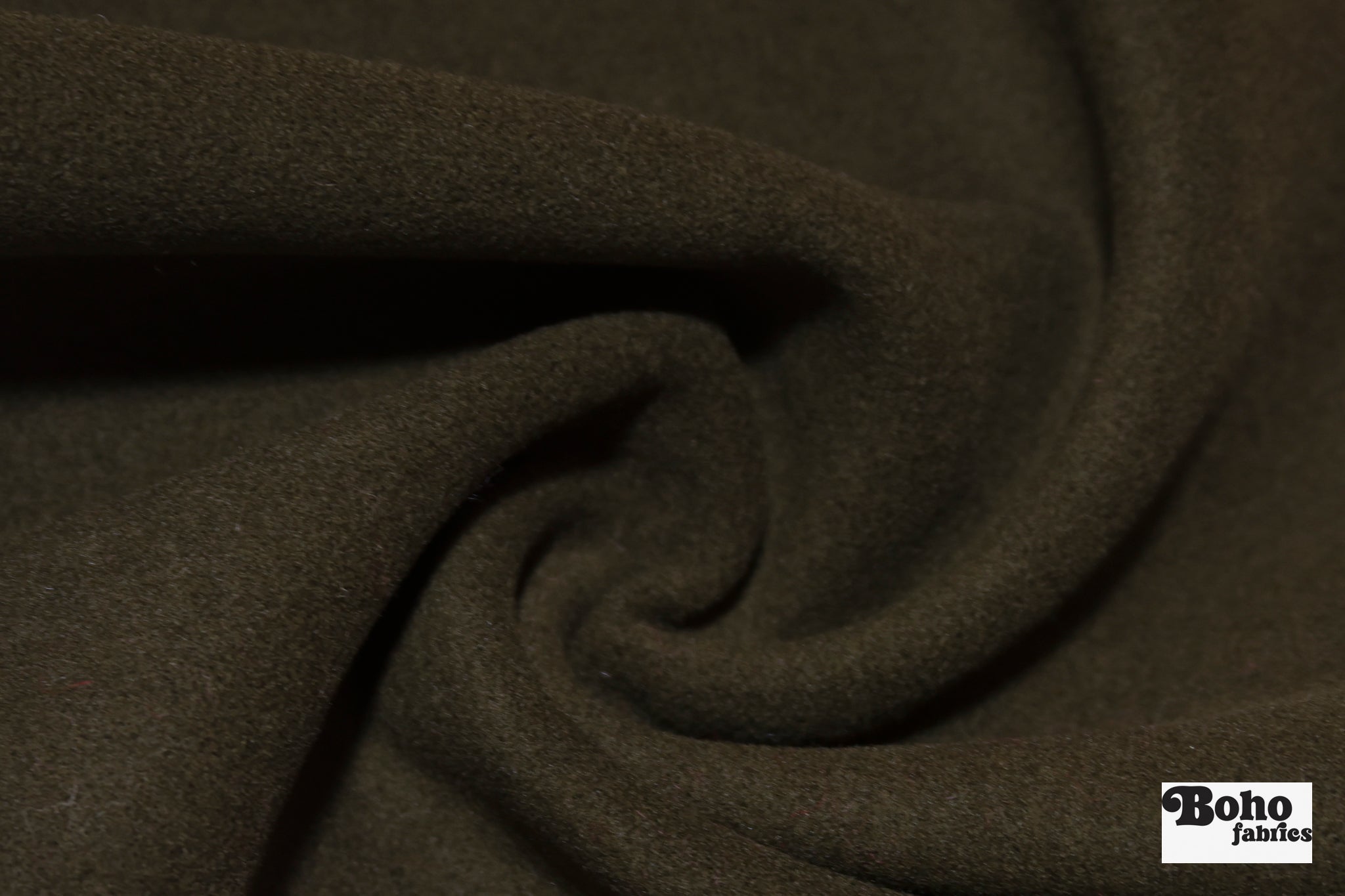 Olive Brown Wool Coating Woven Fabric - Boho Fabrics - Wool Coating, Woven