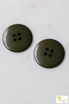 Olive Green, 4 Hole Buttons. 40L (25.5mm/ 1") Sold per Package of 25 - Boho Fabrics