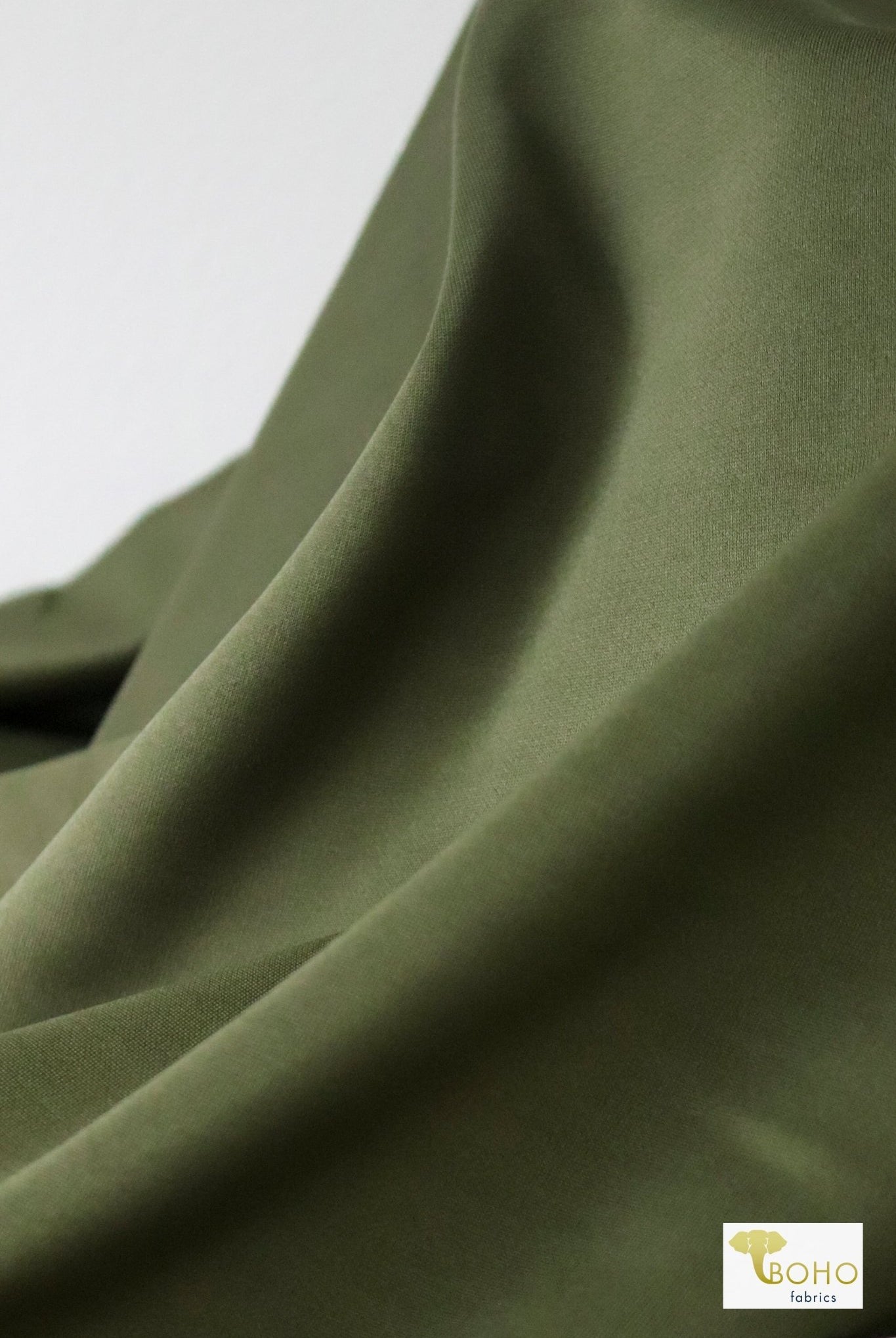 Olive Green, Scuba Knit - Boho Fabrics