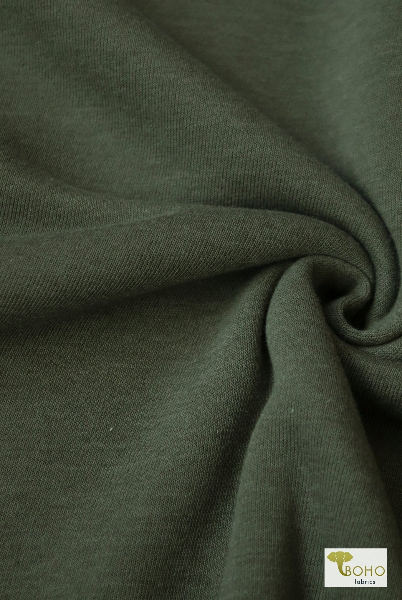 Olive Green, Sweatshirt Fleece. - Boho Fabrics