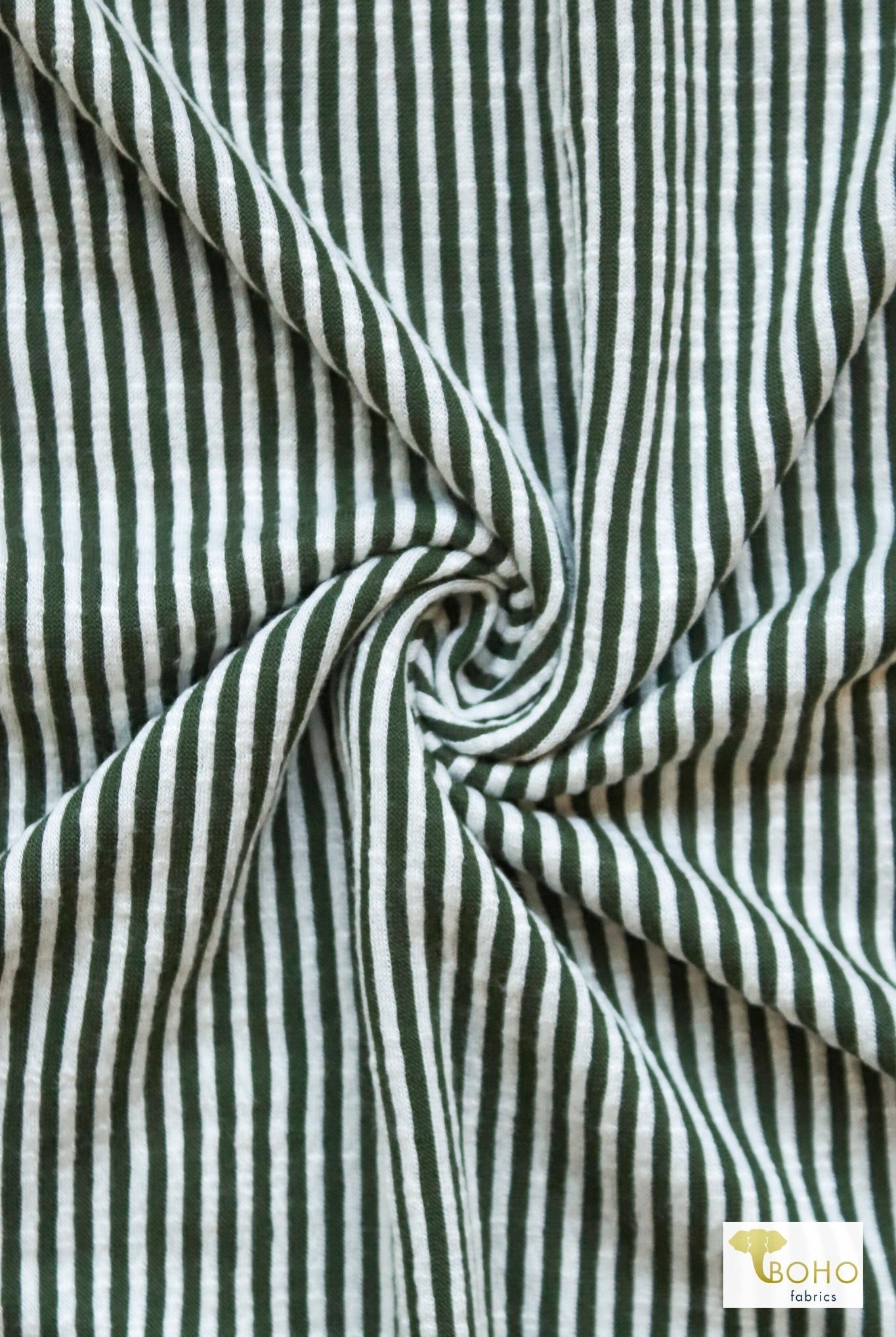 Olive Stripes, Rib Knit Fabric - Boho Fabrics