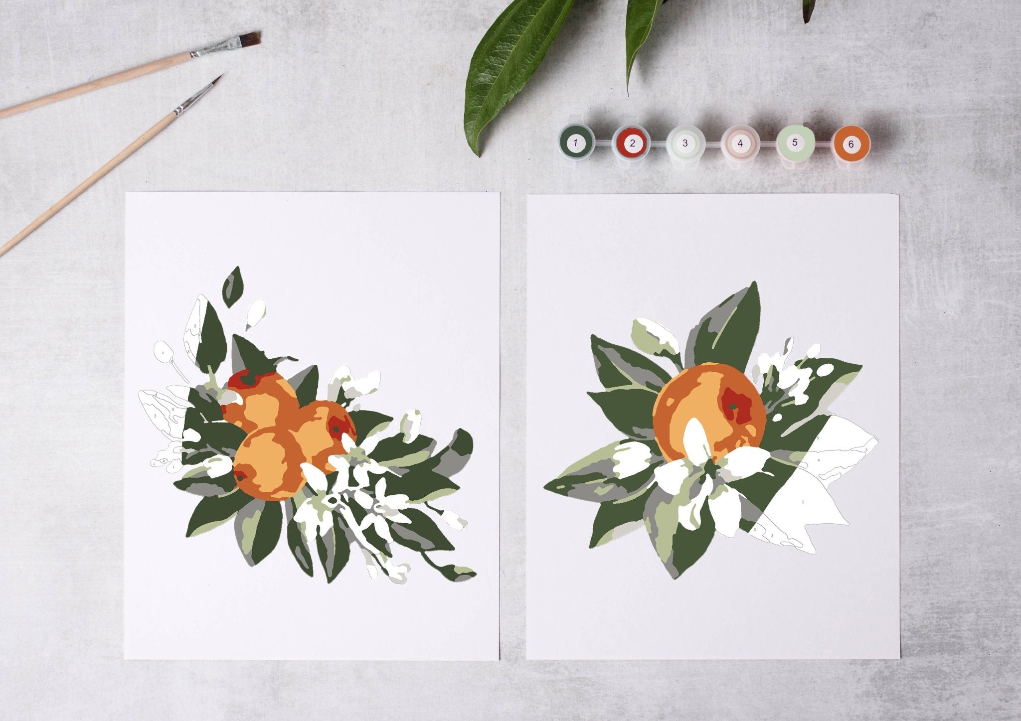 Orange Blossoms Paint - By - Numbers kit - Boho Fabrics - Painting Kits & Supplies