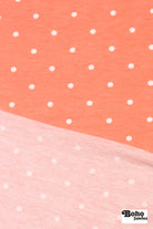 Orange Coral Polka Dots, French Terry Knit Fabric - Boho Fabrics - French Terry Prints, Knit Fabric