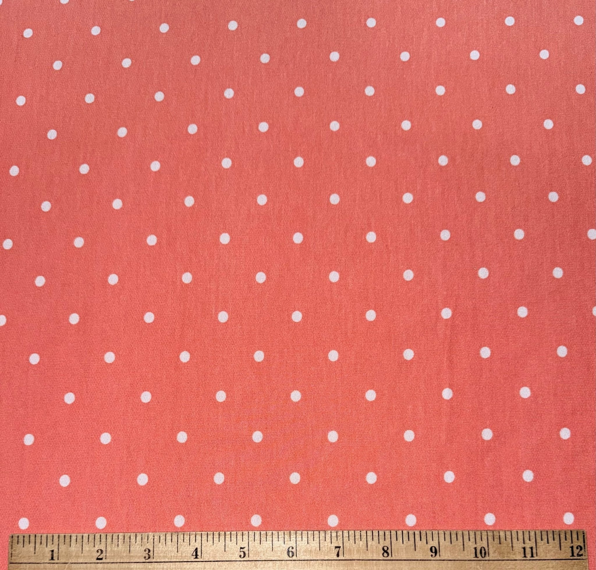 Orange Coral Polka Dots, French Terry Knit Fabric - Boho Fabrics - French Terry Prints, Knit Fabric