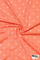 Orange Coral Polka Dots, French Terry Knit Fabric - Boho Fabrics - French Terry Prints, Knit Fabric