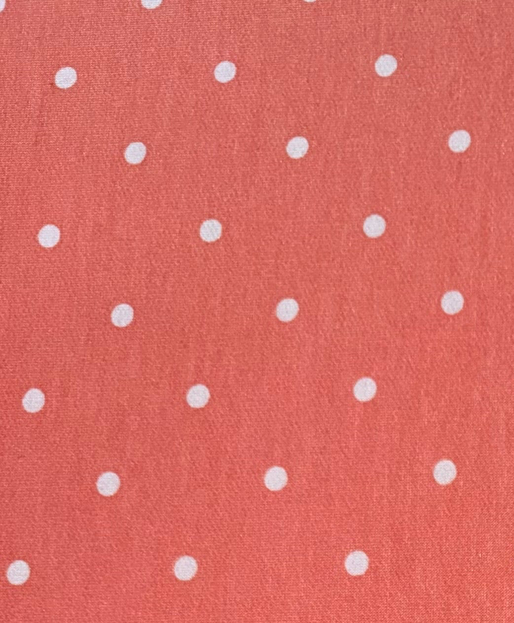 Orange Coral Polka Dots, French Terry Knit Fabric - Boho Fabrics - French Terry Prints, Knit Fabric