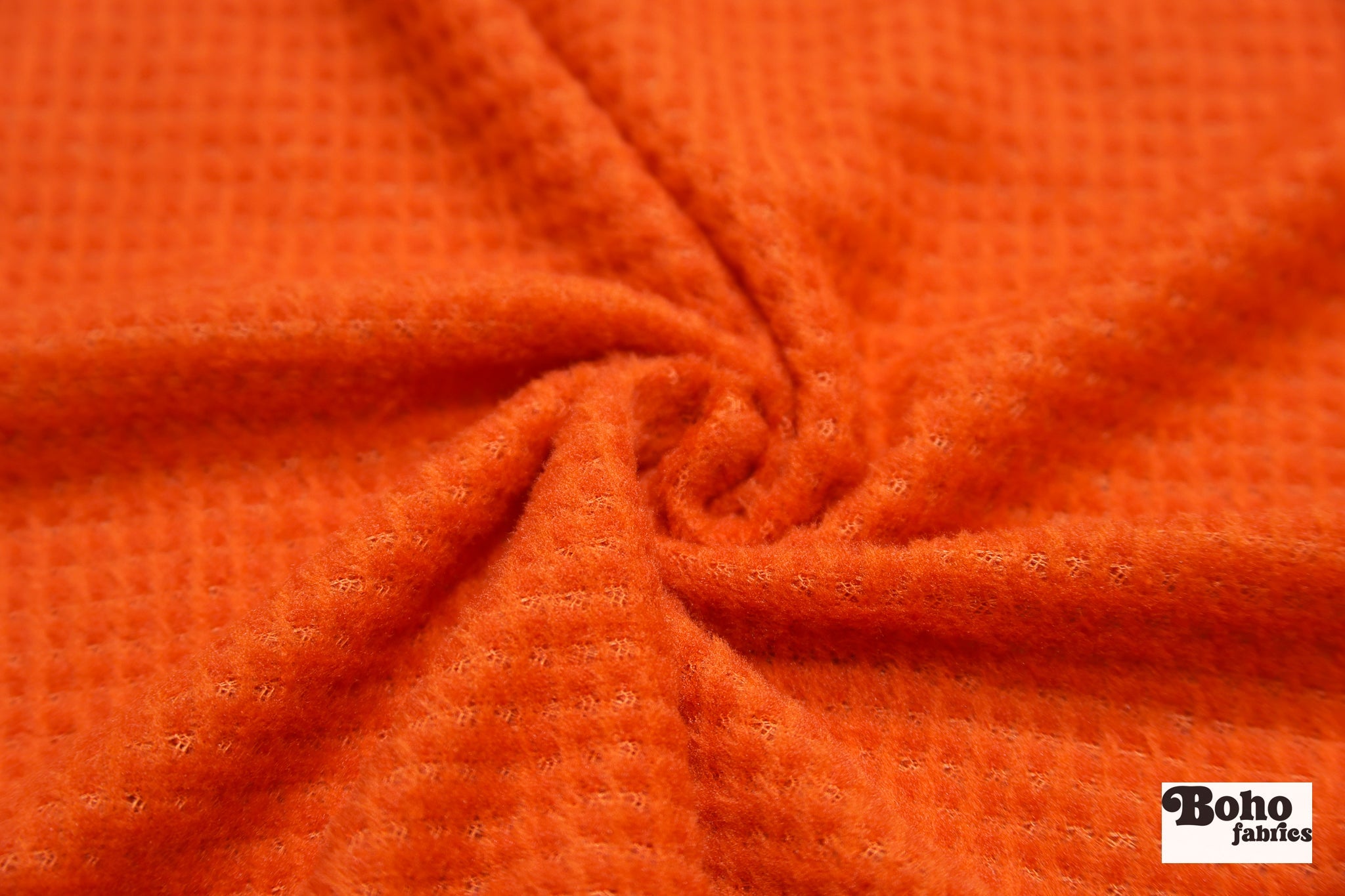 Orange Grid, High Loft Fleece Fabric by Polartec 2nds (Grid Style) - Boho Fabrics - Performance Fabrics