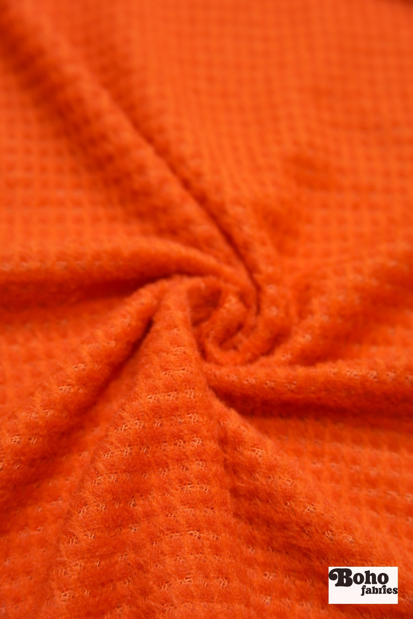 Orange Grid, High Loft Fleece Fabric by Polartec 2nds (Grid Style) - Boho Fabrics - Performance Fabrics