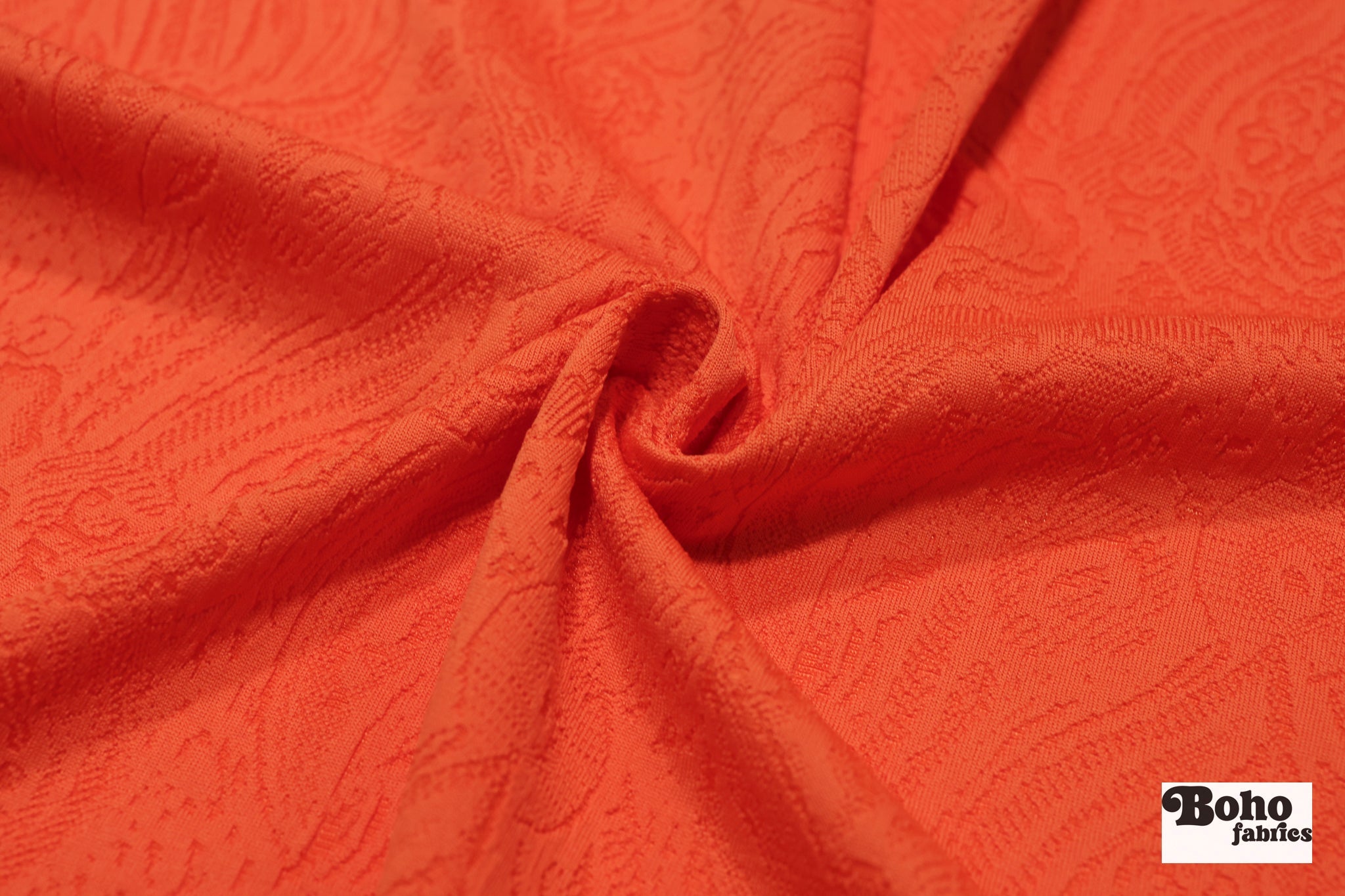 Orange Paisley Jacquard Knit Fabric - Boho Fabrics - Jacquard Knit Fabric